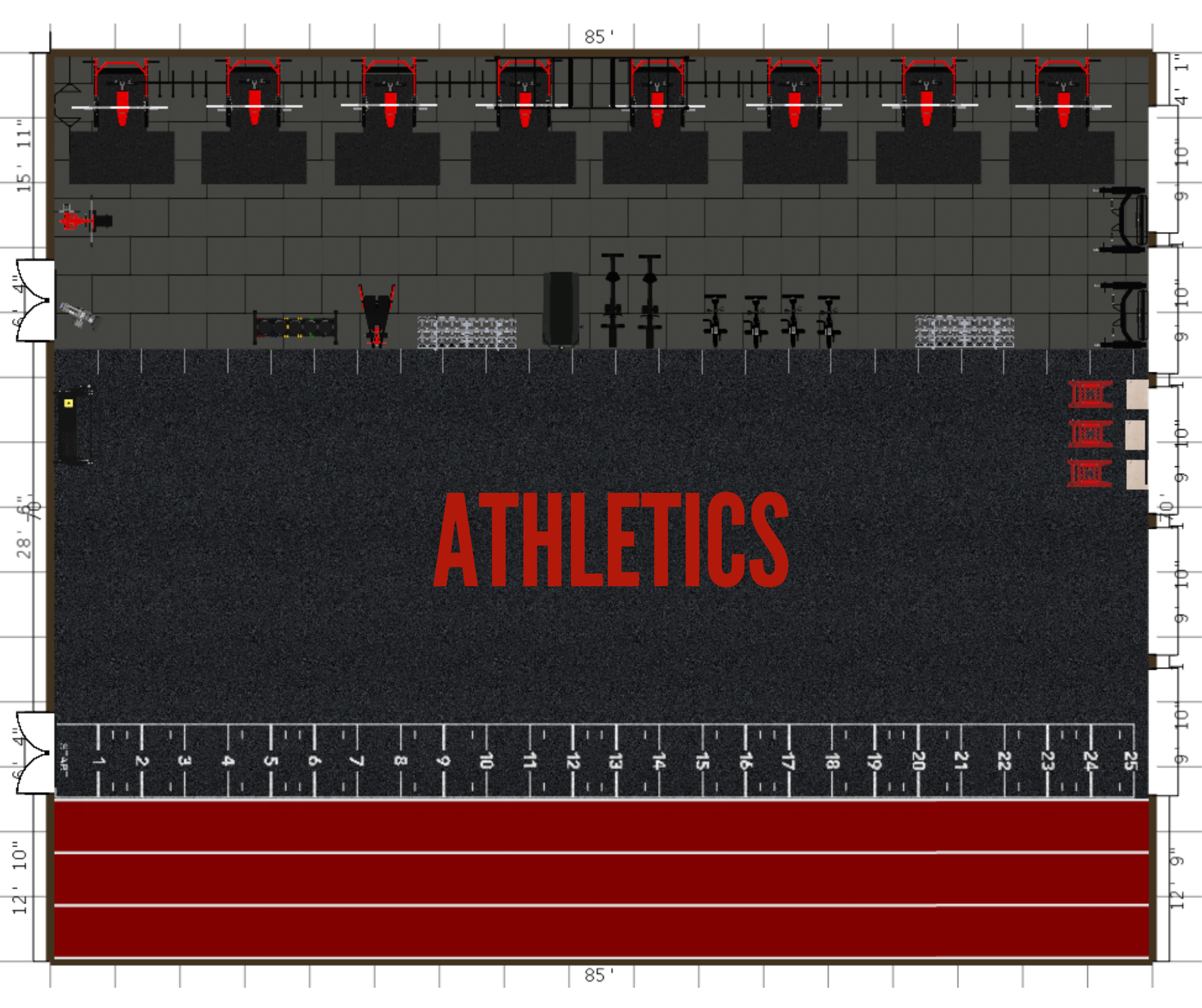 6,000 sq ft multi-sport athletic facility layout example